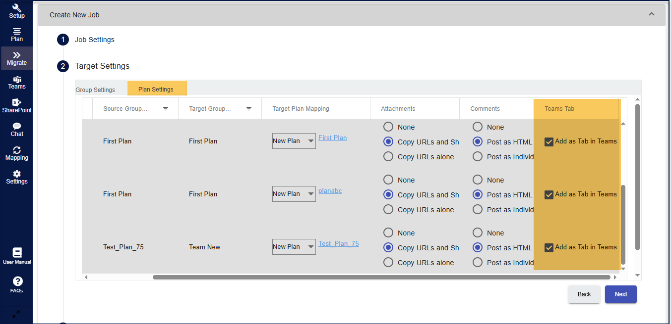 Tab Settings