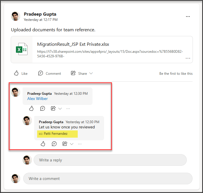 Posts with attachments and nested replies, CC in the Target Viva Engage(Yammer) Community