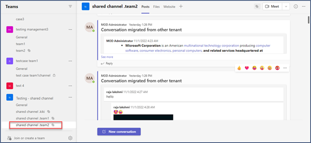 Microsoft Teams shared channel in the Target Tenant