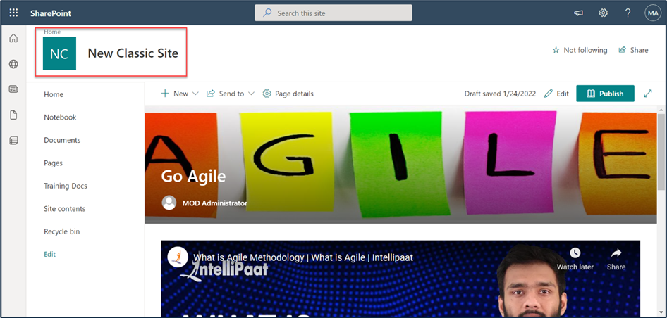 Page content in the source environment