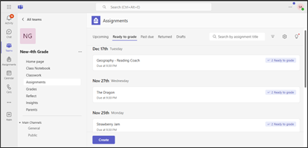 Microsoft Education Teams Assignments in the target tenant