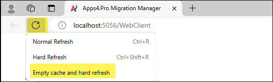 Apps4.Pro Migration Manager - How to Clear Cache