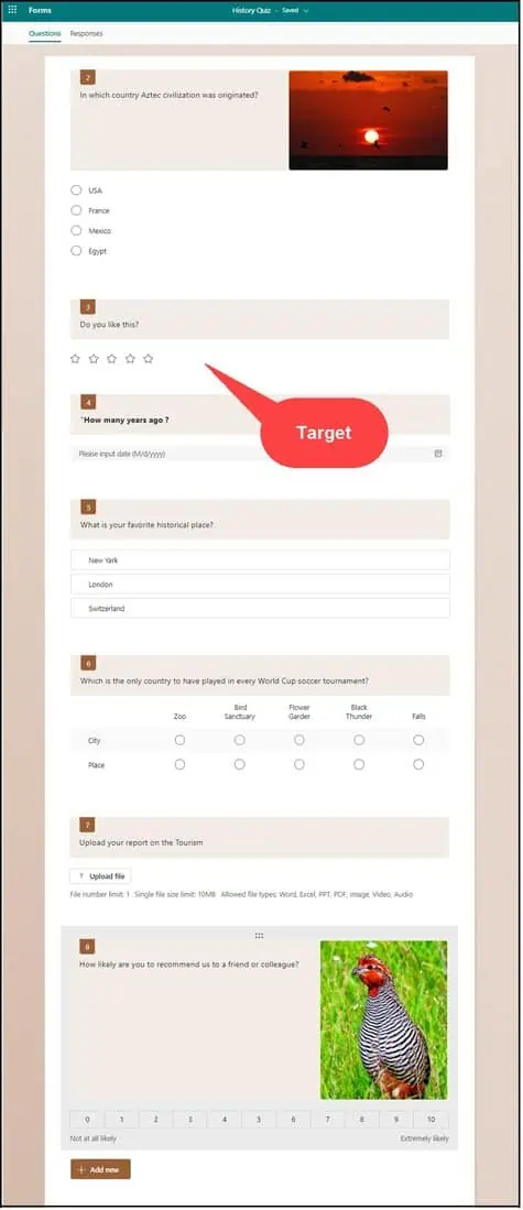 Example of Source vs Target Quiz question view after migration-page 2