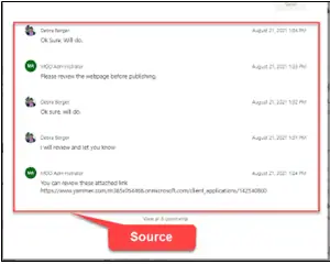 Comparison of comments in Microsoft Planner posted as HTML Format between the Source and Target Tenants after migration.