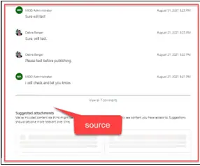 Comparison of conversation in Microsoft Planner posted as individual conversation between the Source and Target Tenants after migration.