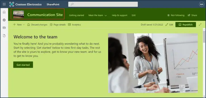 SharePoint logo and theme in the source tenant