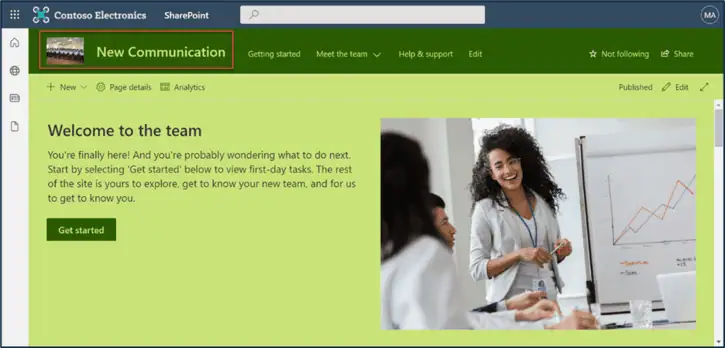 SharePoint logo and theme in the target tenant