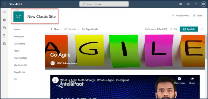 Page content in the source environment