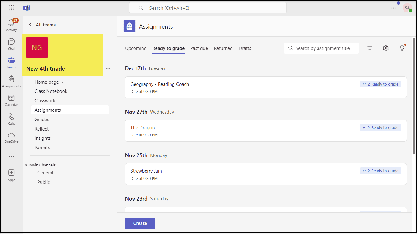 Microsoft Education Teams Assignments in the target tenant