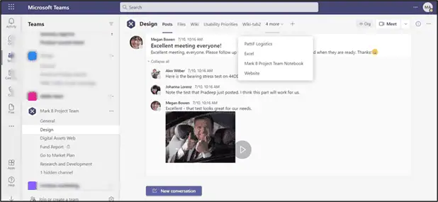 Microsoft Teams tab in the Source Tenant  
