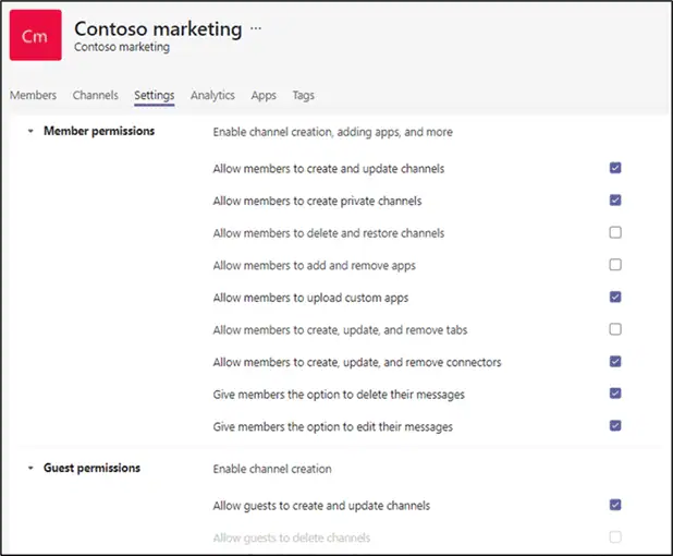 Microsoft Teams settings in the Target Tenant  