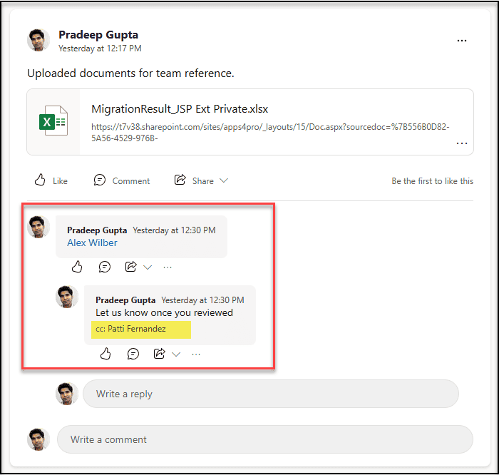 Posts with attachments and nested replies, CC in the Target Viva Engage(Yammer) Community