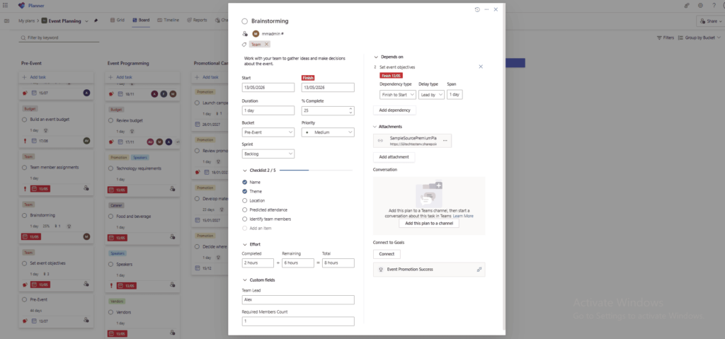 Task Details in Source Tenant.
