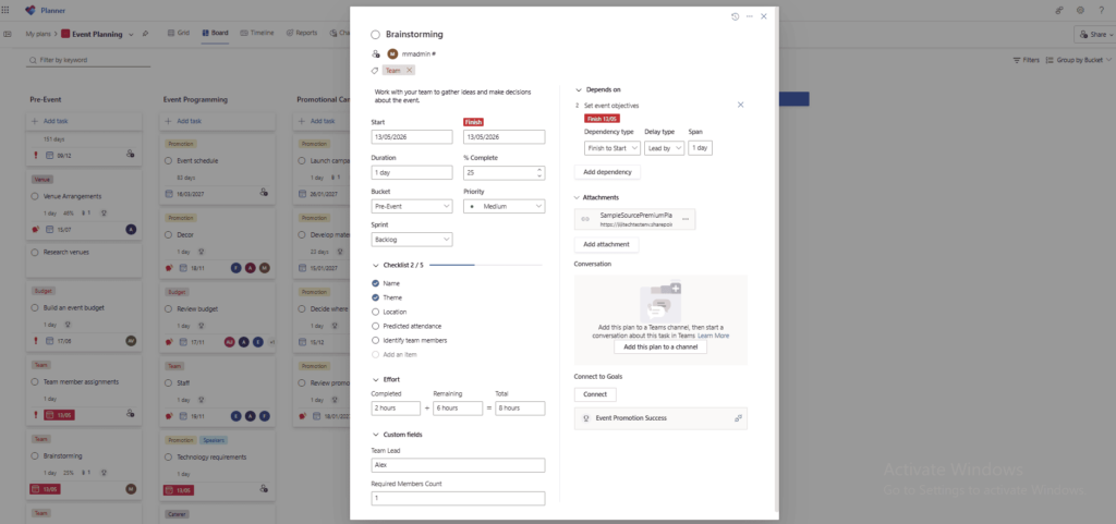 Task Details in Target Tenant.